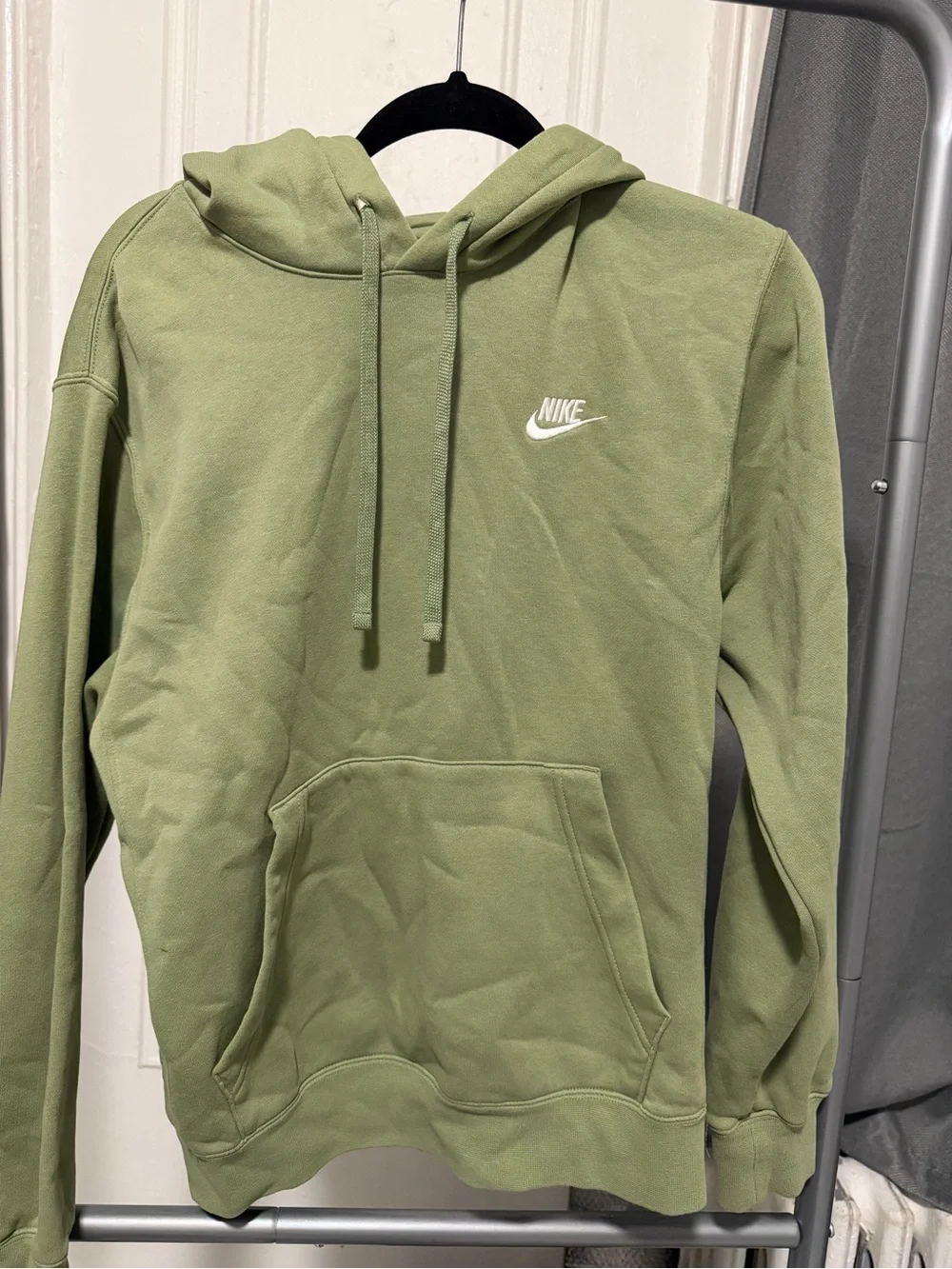 Nike Olive Green Pullover Hoodie with White Logo